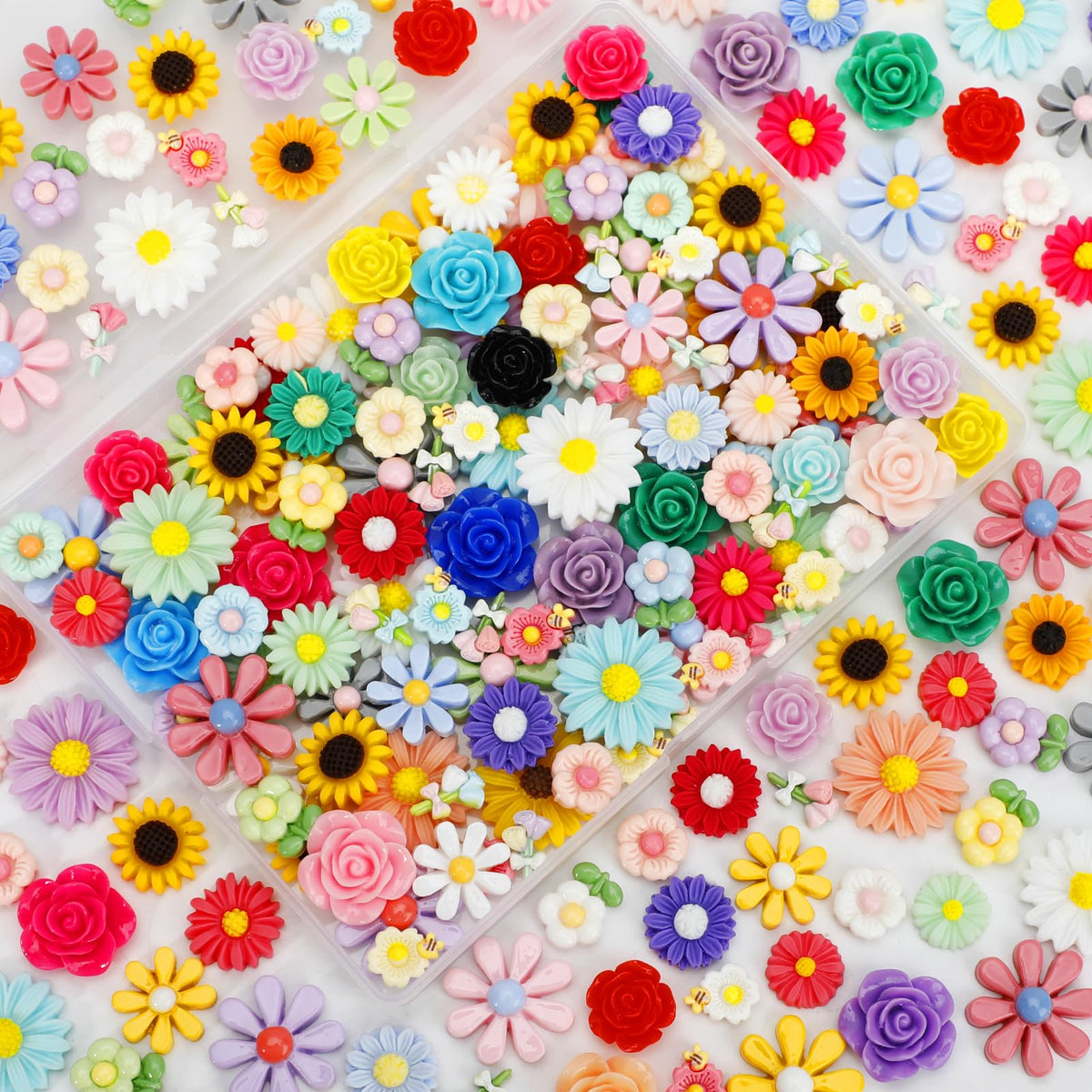 WDARTG mini resin flowers daisy flatback charms for scrapbooking embellishments.