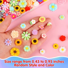 WDARTG mini resin flowers sunflower flatback charms for DIY crafts.