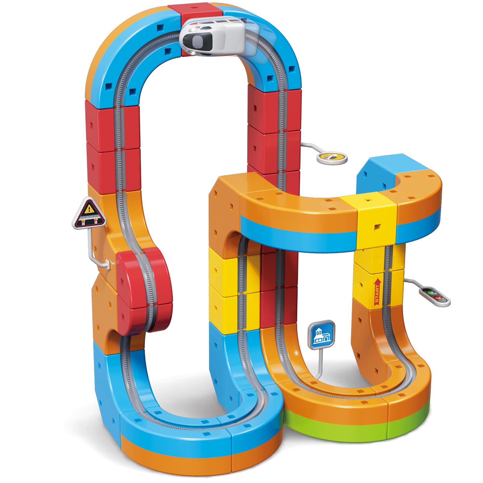 Wdebay Klick Rail set box shows a colorful modular toy for imaginative play and easy setup.