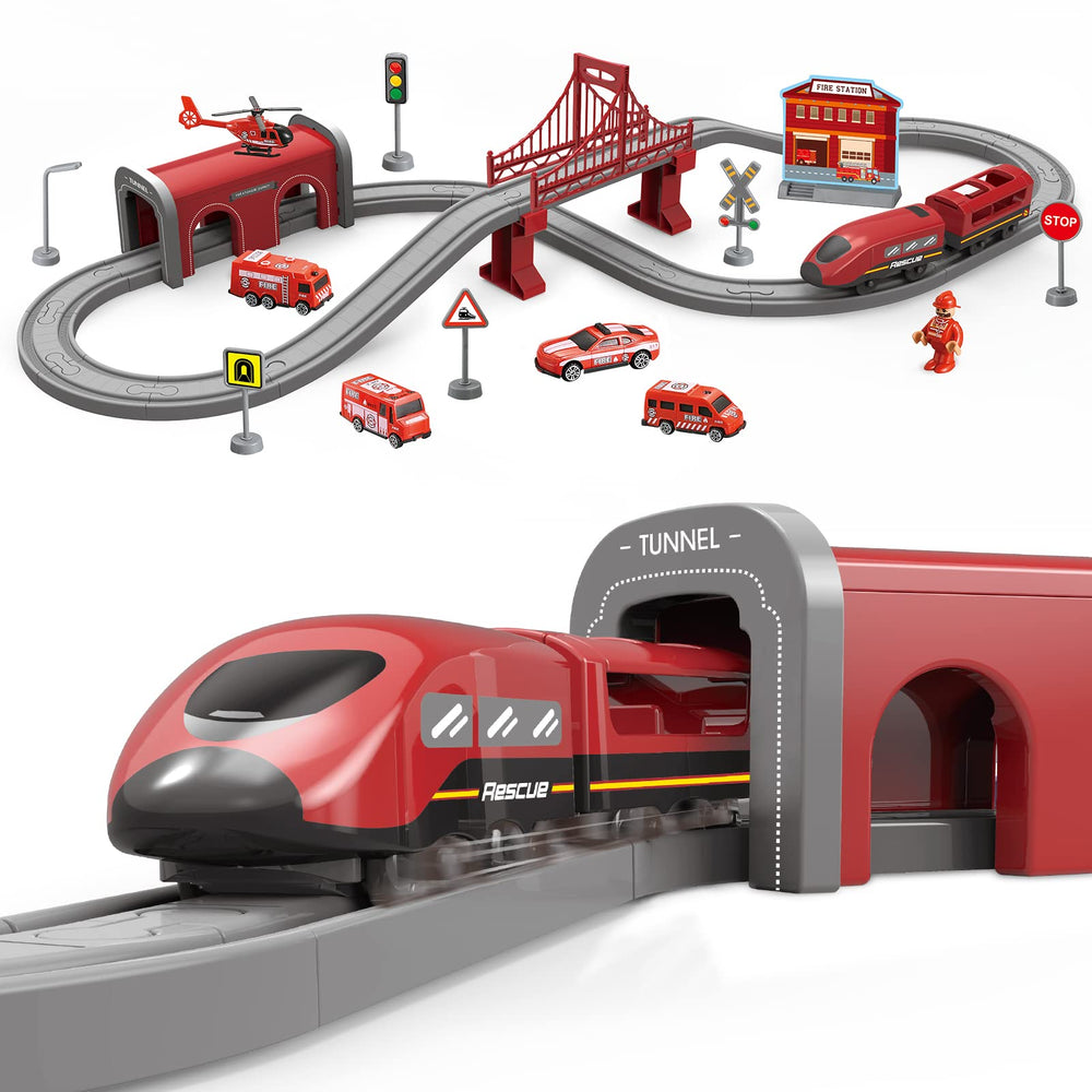 Wdmiya deluxe train playset with 66 pieces for imaginative track adventures.