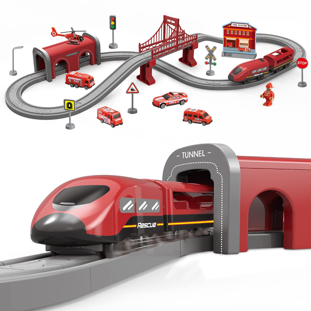 Wdmiya deluxe train playset with 66 pieces for imaginative track adventures.
