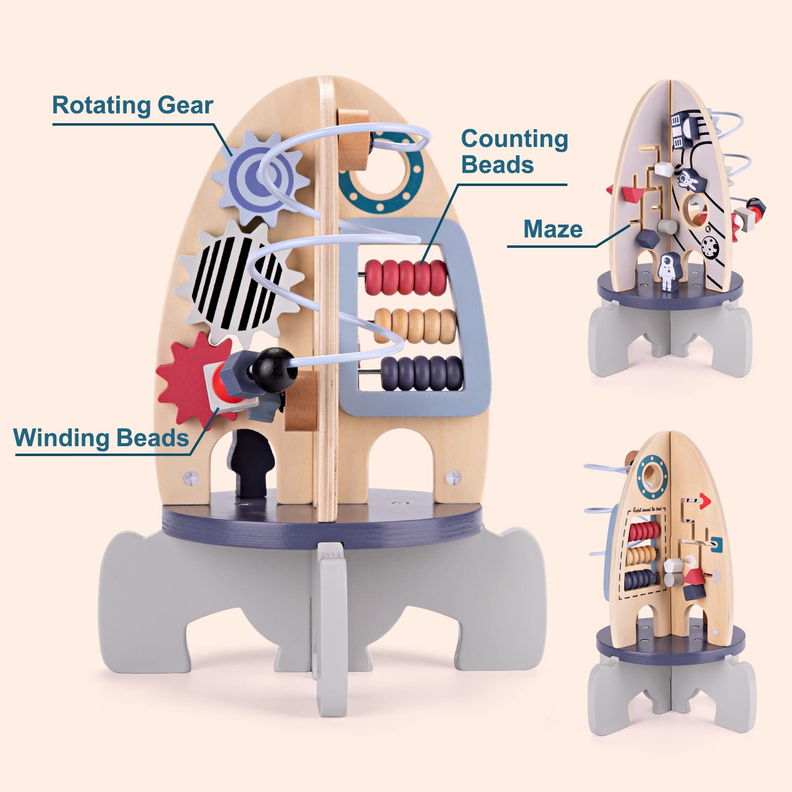 Wdmiya Space rocket activity cube rotating gear promotes cause-and-effect play