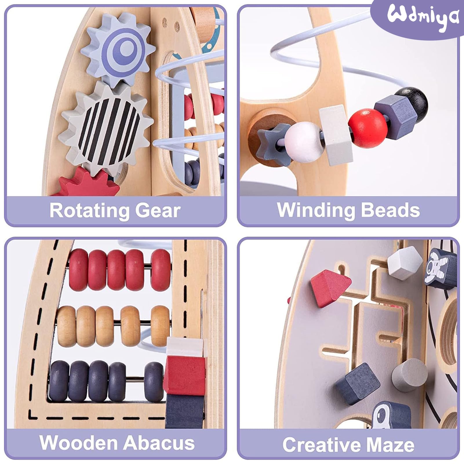 Wdmiya Space rocket activity cube top view shows rotating gears for problem-solving