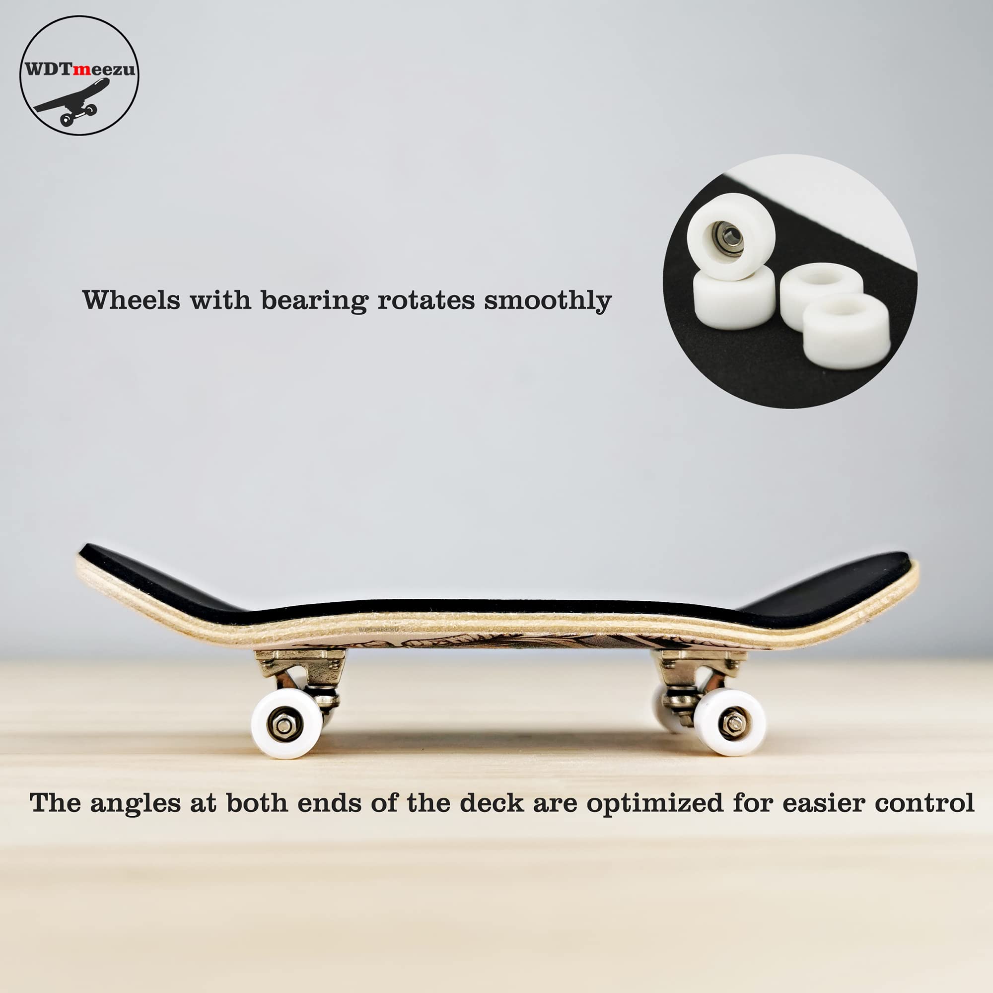 WDTMEEZU assembled fingerboard trucks for a realistic mini skateboard feel.