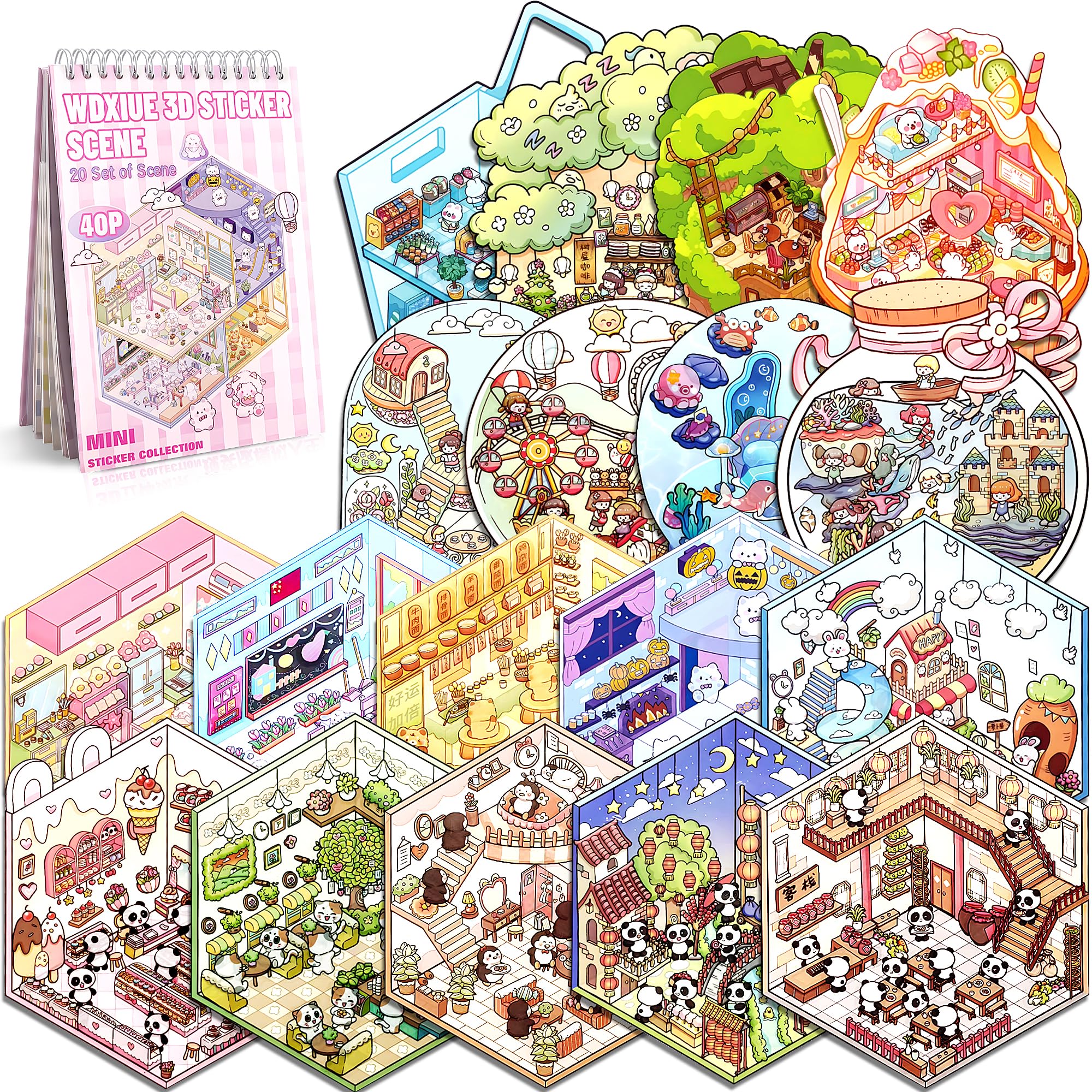 WDXIUE Bear Bakery scene sticker for cozy play and journal decor.