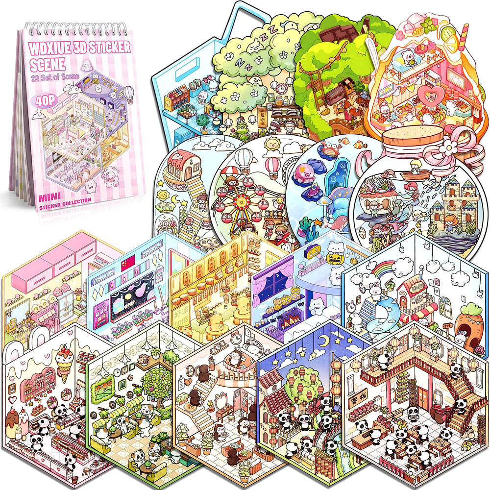 WDXIUE Bear Bakery scene sticker for cozy play and journal decor.