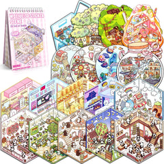 WDXIUE Bear Bakery scene sticker for cozy play and journal decor.