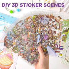 WDXIUE Miniature Town Market sticker adds whimsy to walls and journals.