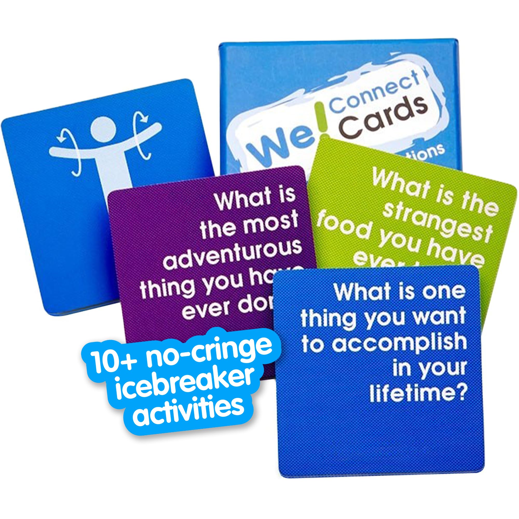 We! Connect Cards deck opening, ready to spark conversations in teams.