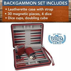 WE Games burgundy leatherette case offers stylish durability