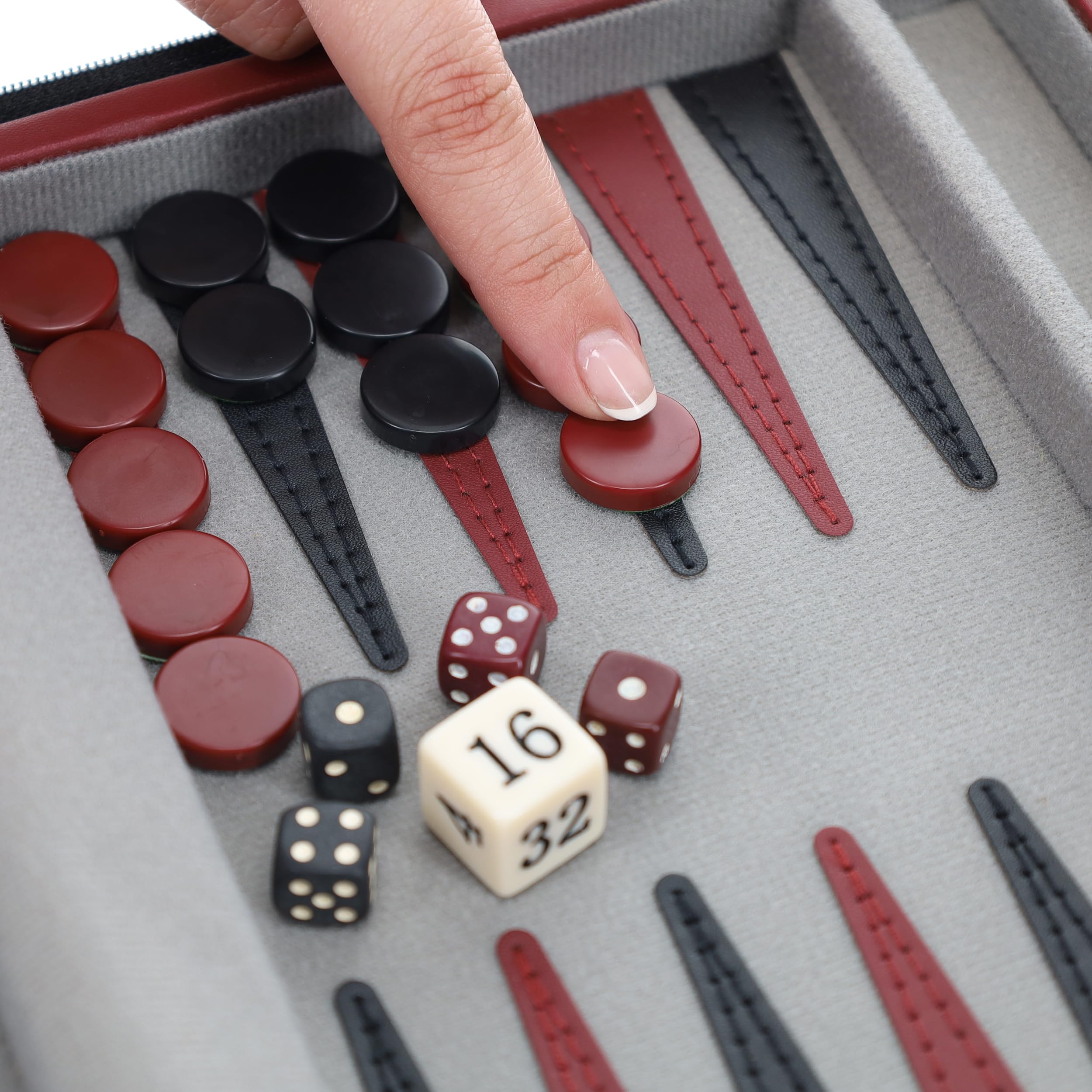 WE Games backgammon dice and doubling cube included for quick setup
