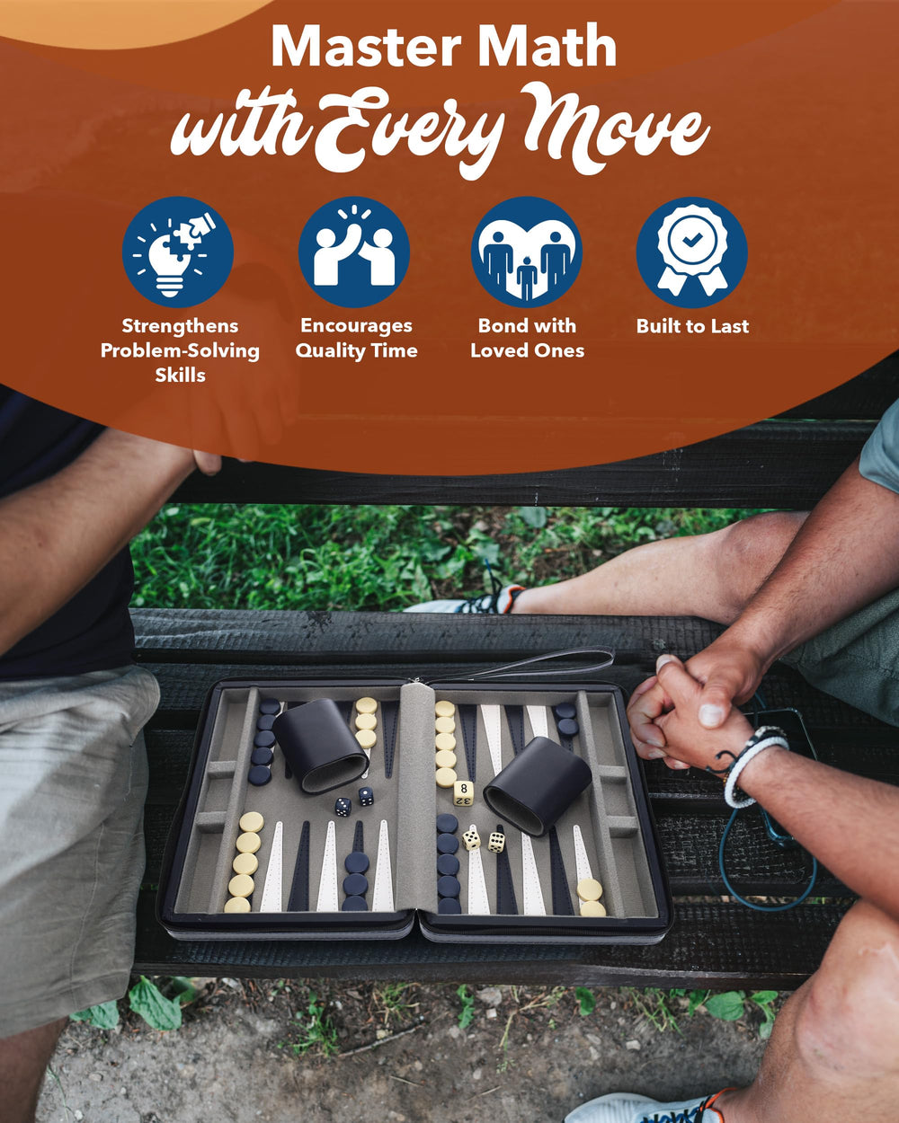 WE Games doubling cube included for authentic backgammon play.