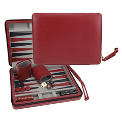 WE Games backgammon set closed case for travel-friendly storage