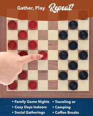 WE Games 24-count wooden checkers pieces ready for a game