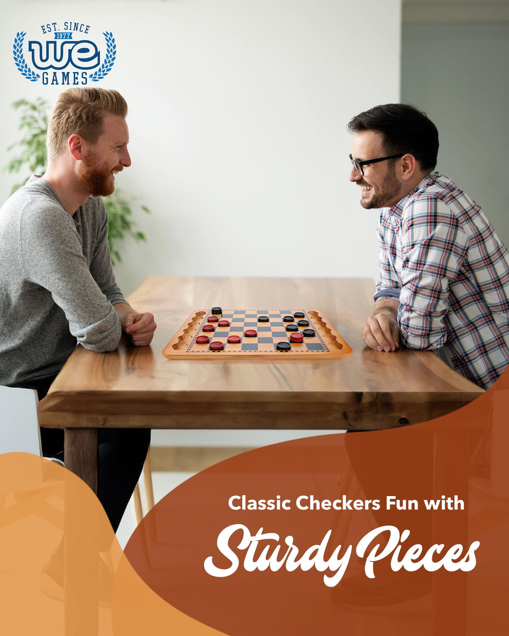 WE Games 24 red and black checkers pieces for clear, competitive play.