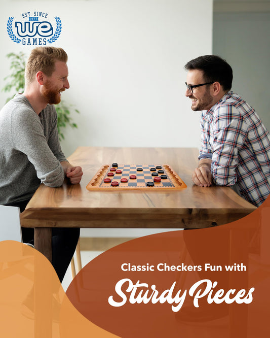 WE Games 24 red and black checkers pieces for clear, competitive play.