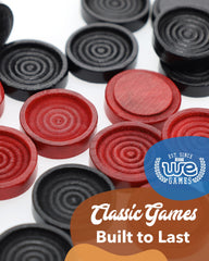 WE Games pieces neatly packaged inside a drawstring bag