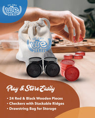 WE Games checkers pieces with ridges for stable stacking during play