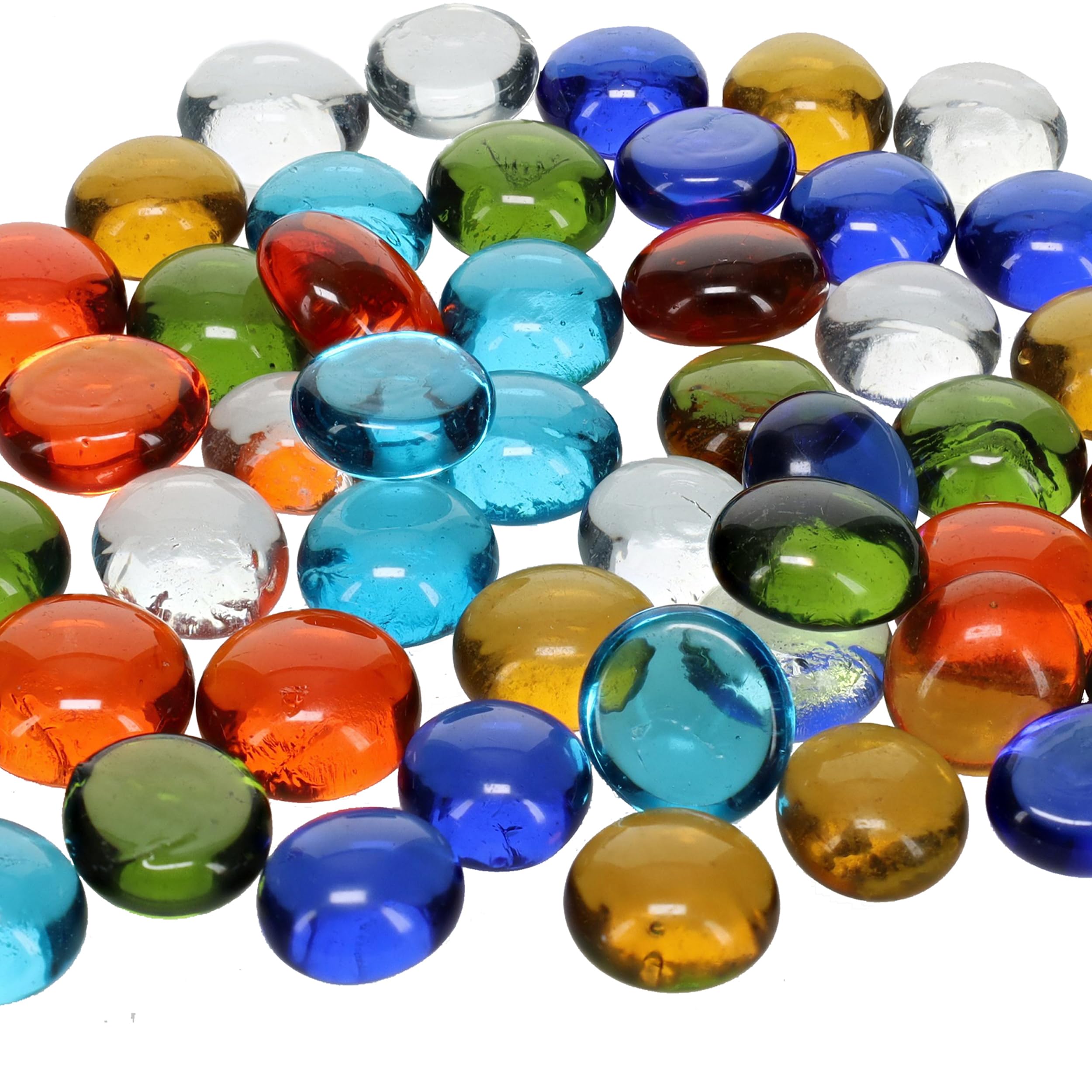 WE Games mancala stones show colorful glass marbles ready for two-player play