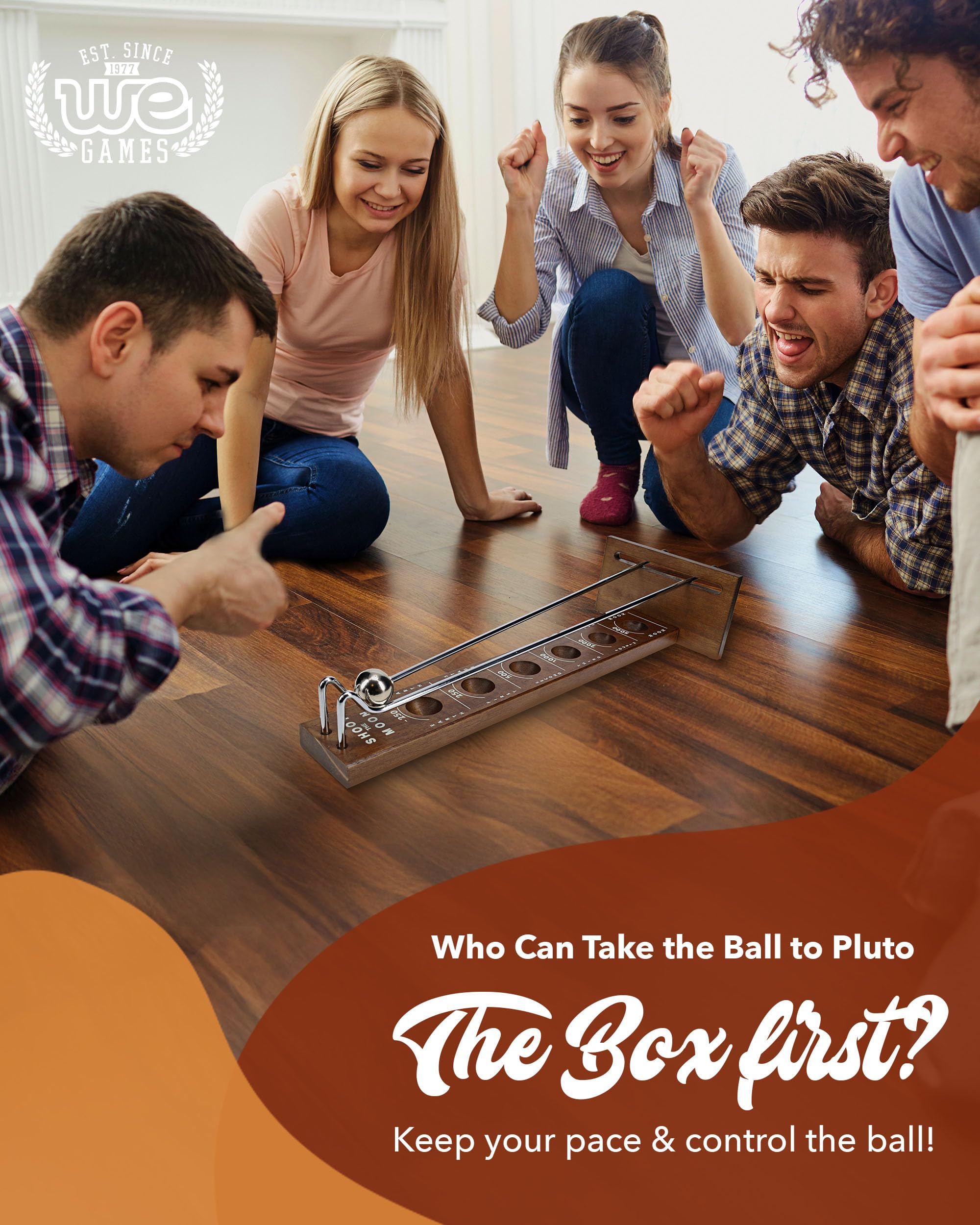 WE Games Shoot The Moon ball-rolling action clearly demonstrates play dynamics.