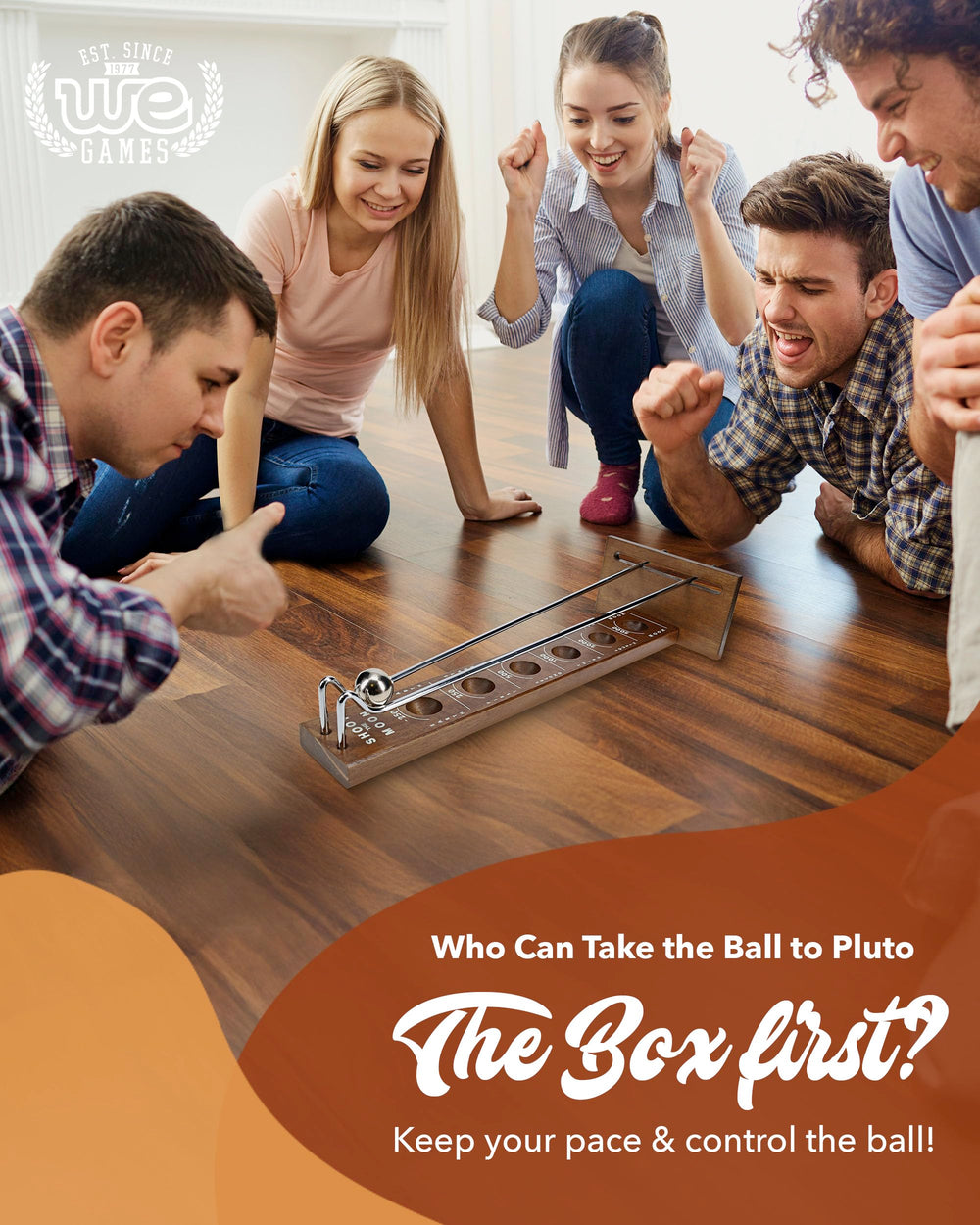WE Games Shoot The Moon ball-rolling action clearly demonstrates play dynamics.