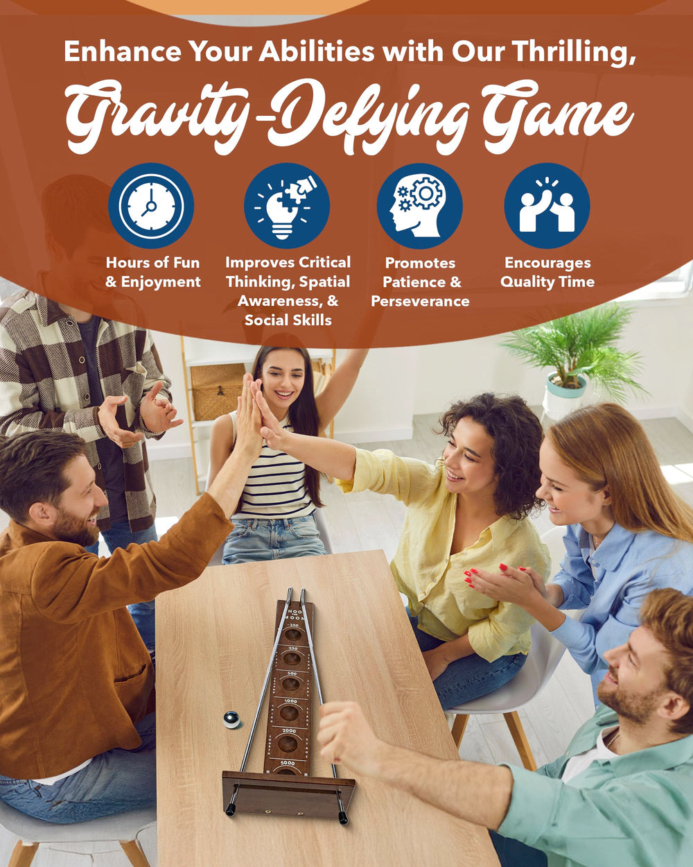 WE Games Shoot The Moon cozy game room centerpiece invites friends.