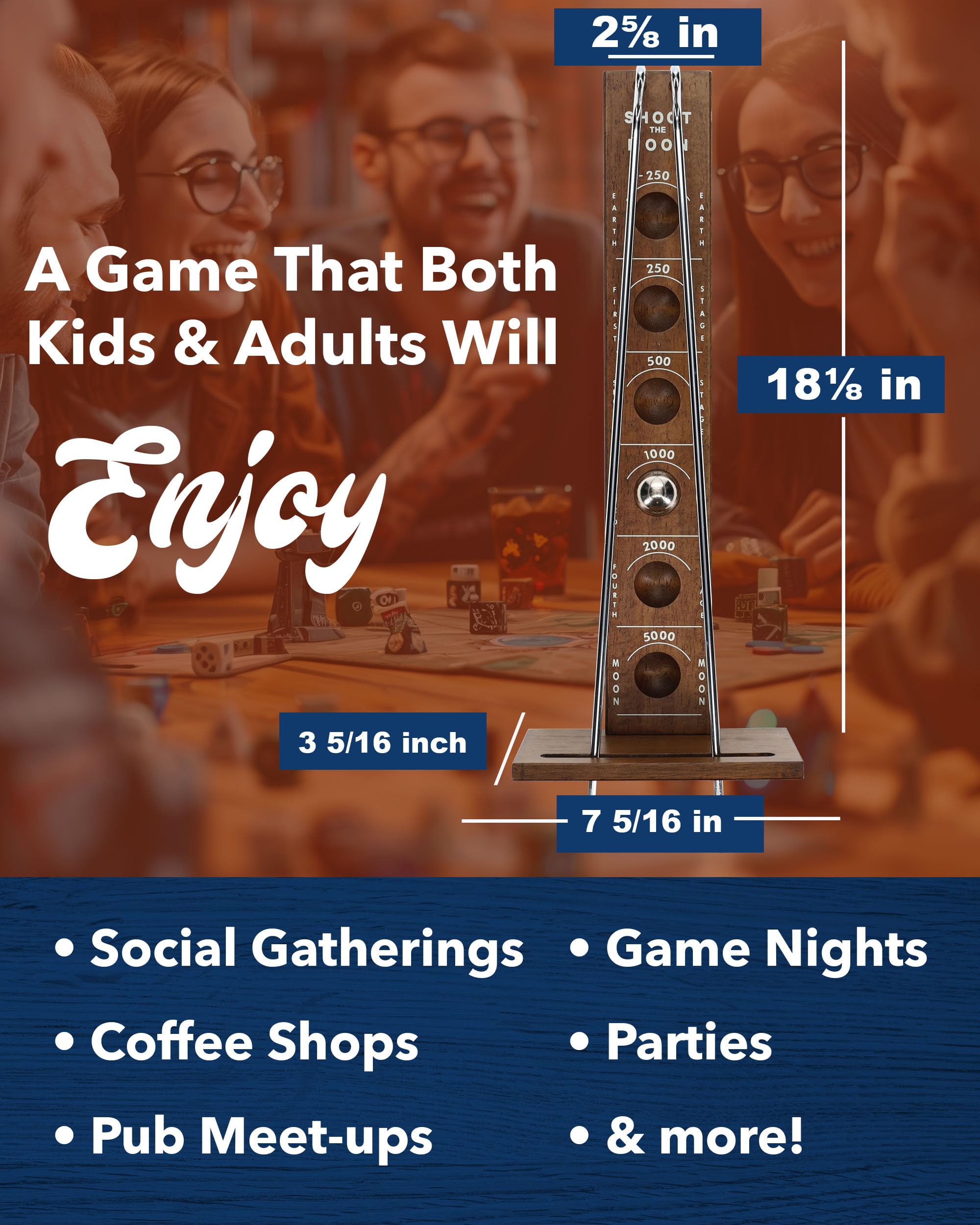 WE Games Shoot The Moon retro design adds vintage flair to any space.