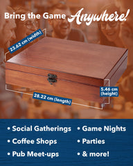 WE Games Shut-The-Box table setup on a coffee table for friends.