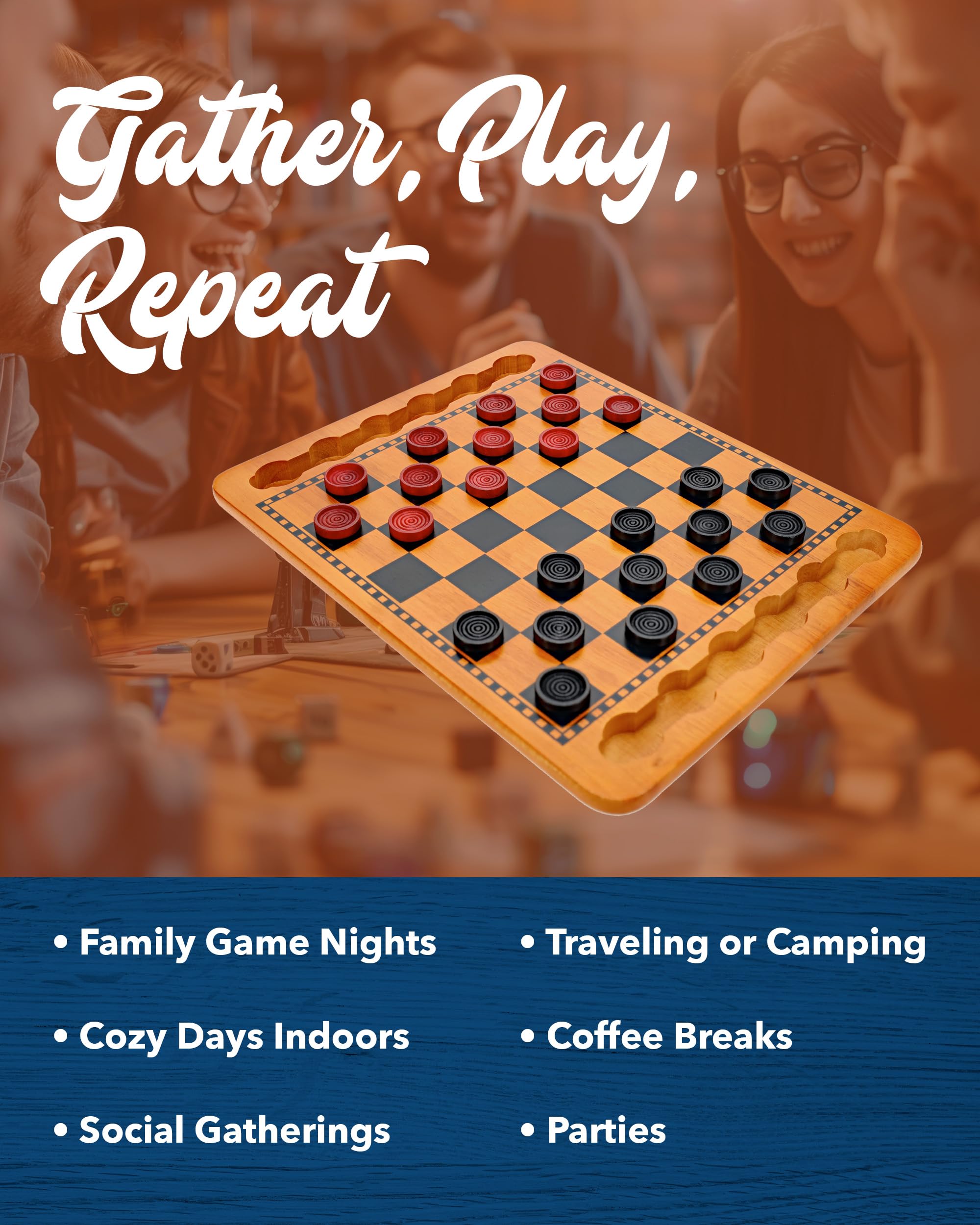 WE Games travel friendly checkers board ready for on-the-go play.