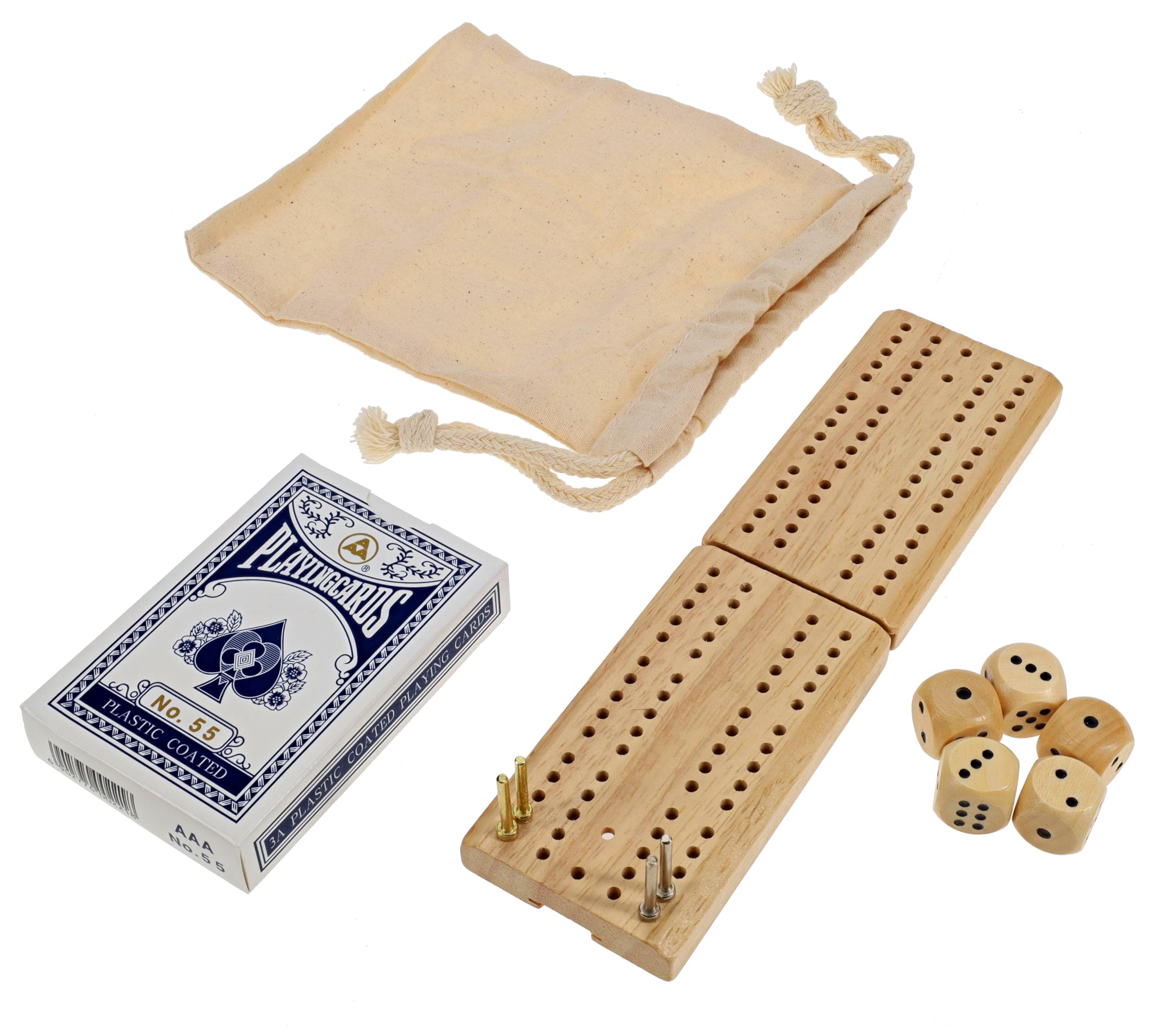 WE Games travel cribbage board folded for ultra-compact portability.