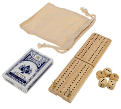 WE Games travel cribbage board folded for ultra-compact portability.