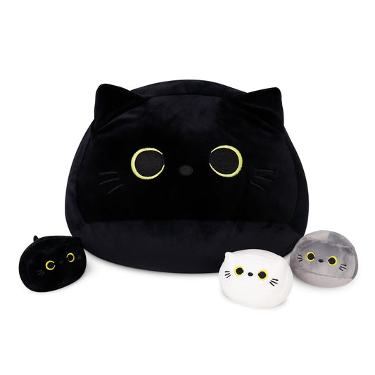 WeBingo black cat plush 16-inch main figure for cozy cuddles and room decor.