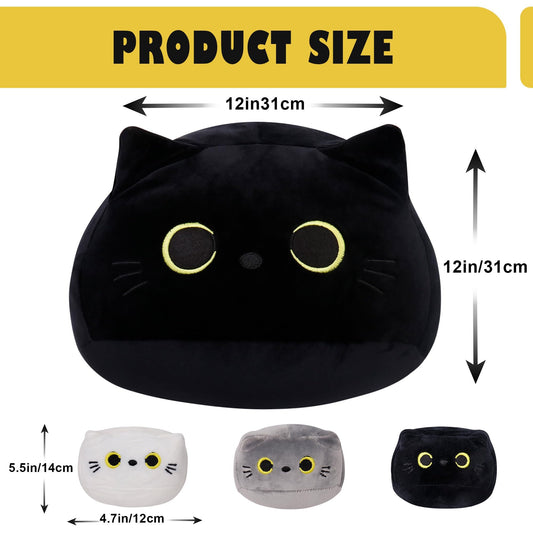 WeBingo black cat plush with 3 babies for playful companionship.
