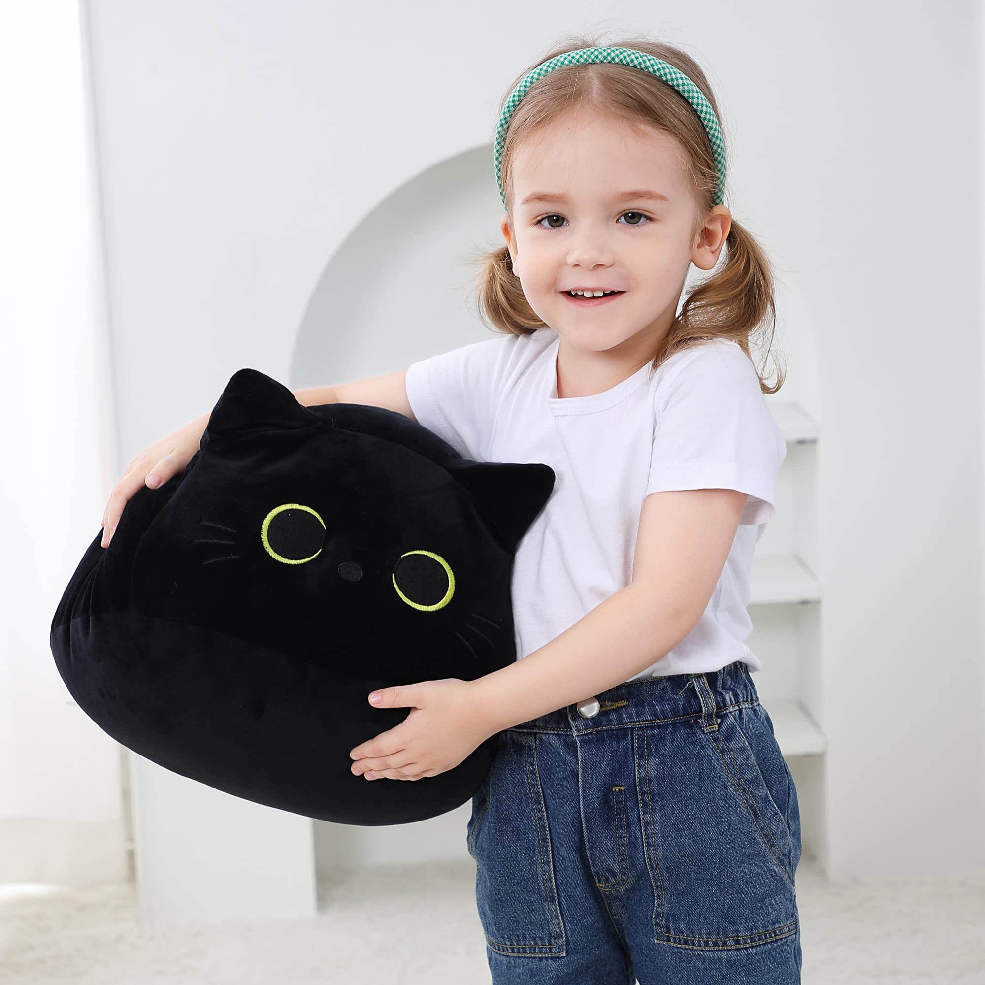 WeBingo Black Cat Plush kid-friendly cuddle companion for kids and adults.