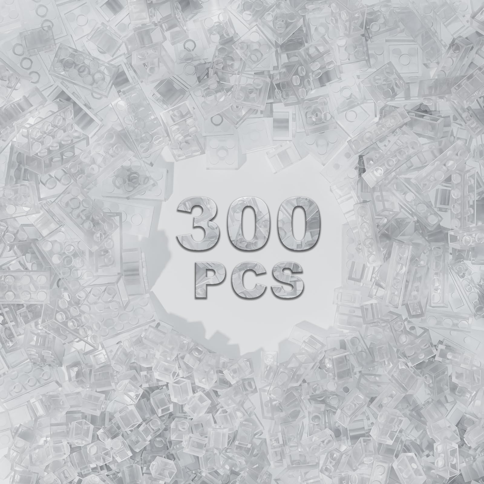 WEBRICK 300 Pcs transparent bricks pack for versatile creative construction.