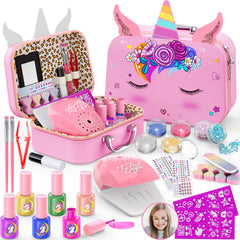 Websonaw kids nail polish set in pink storage case, ready for playful nail art.