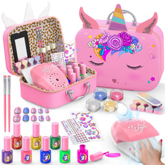 Websonaw kids nail polish set with unicorn organizer and vibrant colors for playful spa