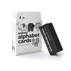 Wee Gallery animal-alphabet-baby flashcards promote early literacy with high-contrast animals and letters.