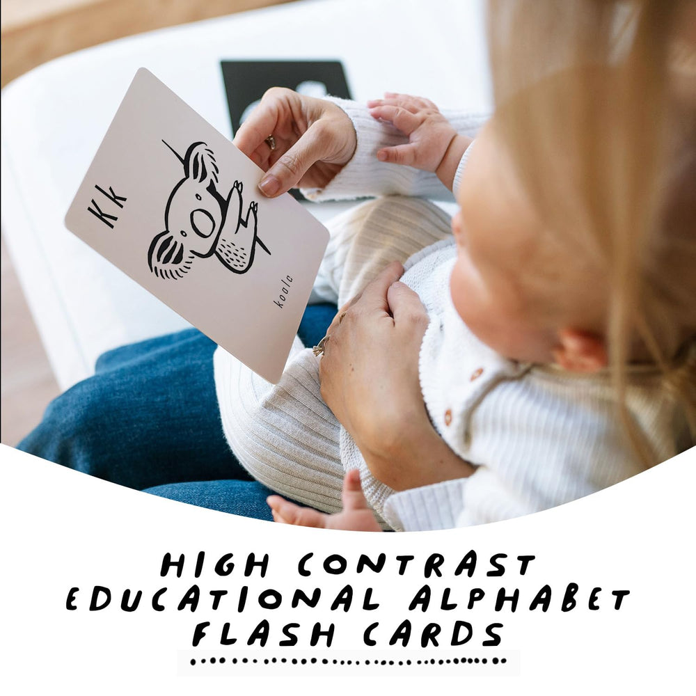 Wee Gallery high-contrast-baby flashcards boost visual tracking during tummy time.