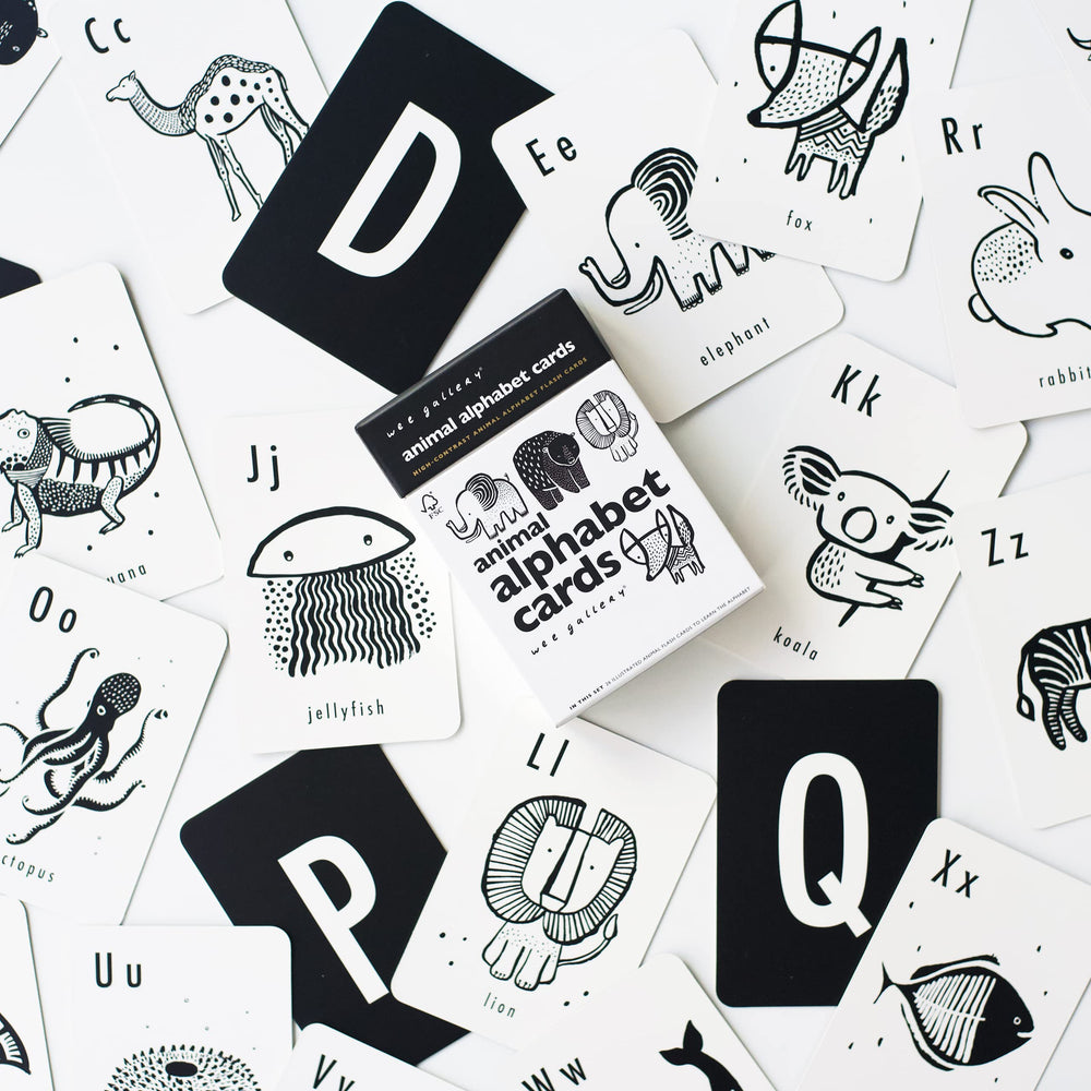 Wee Gallery interactive-learning-flashcards invite playful practice of letters and shapes.
