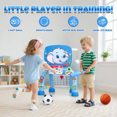 Wee Wonders elephant activity toy captivates with lights and knobs.