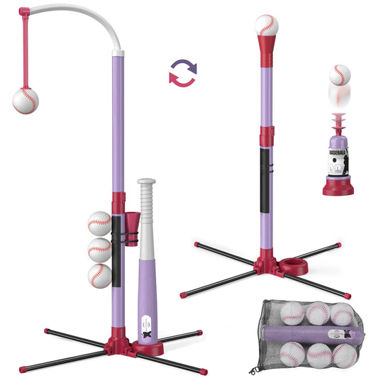 Wee Wonders hanging-tee baseball setup for outdoor coordination practice