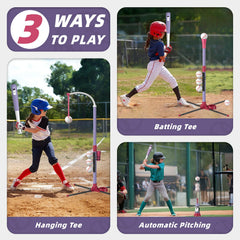 Wee Wonders t-ball stand with retractable bat showing adjustable height