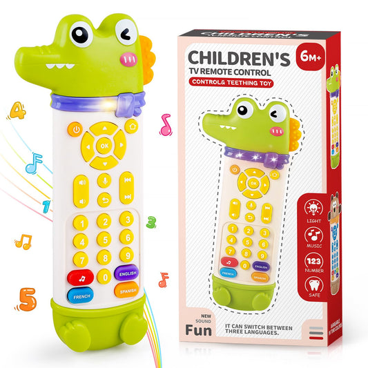 WeeHomm baby remote teether crocodile front view promotes gum relief and curious play