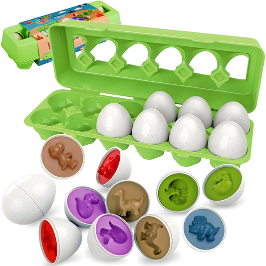 WEEJOYGAM Easter dinosaur eggs pack – colorful shells for color and shape recognition play.