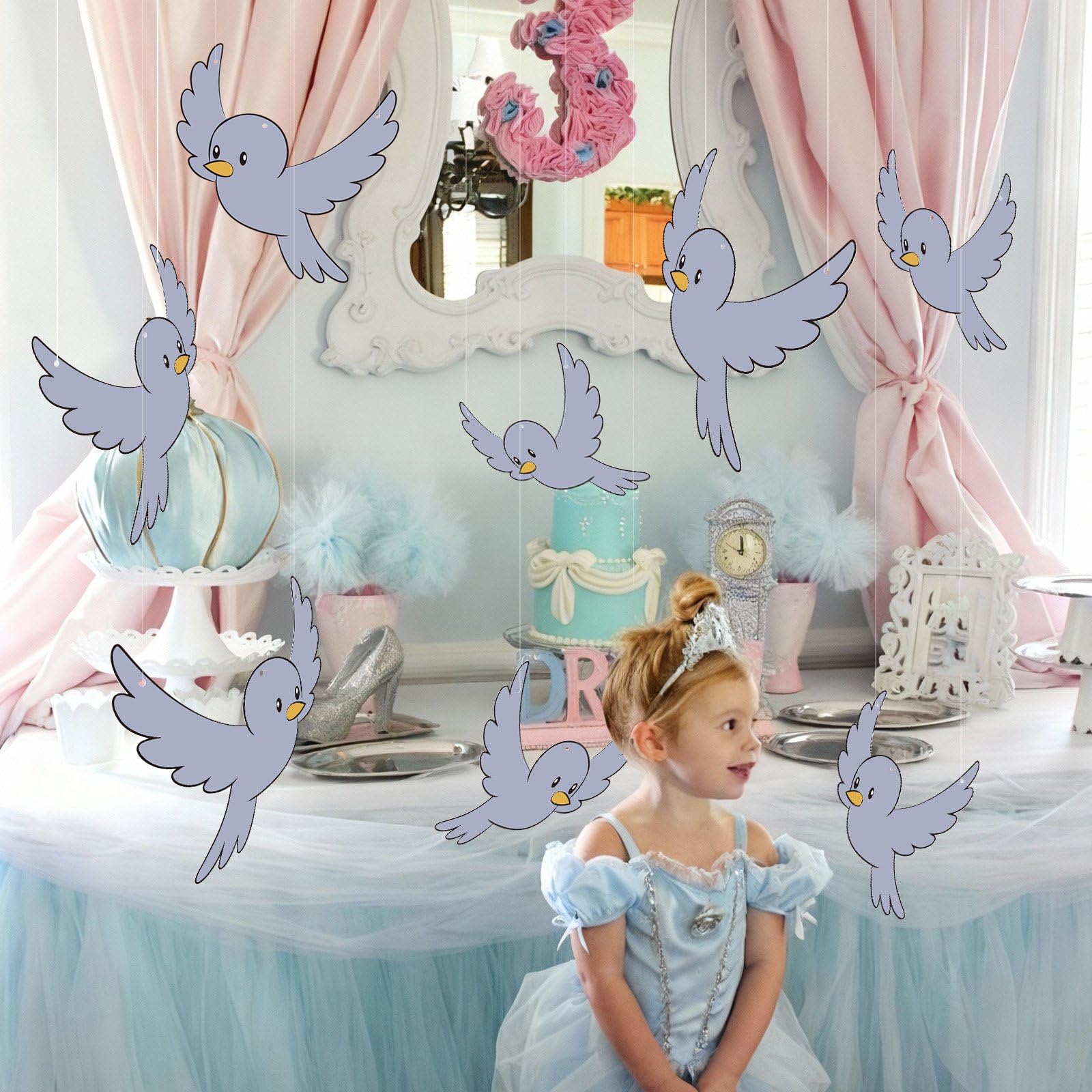 Weekgrat bluebird party ornament styled for tea parties and birthdays.