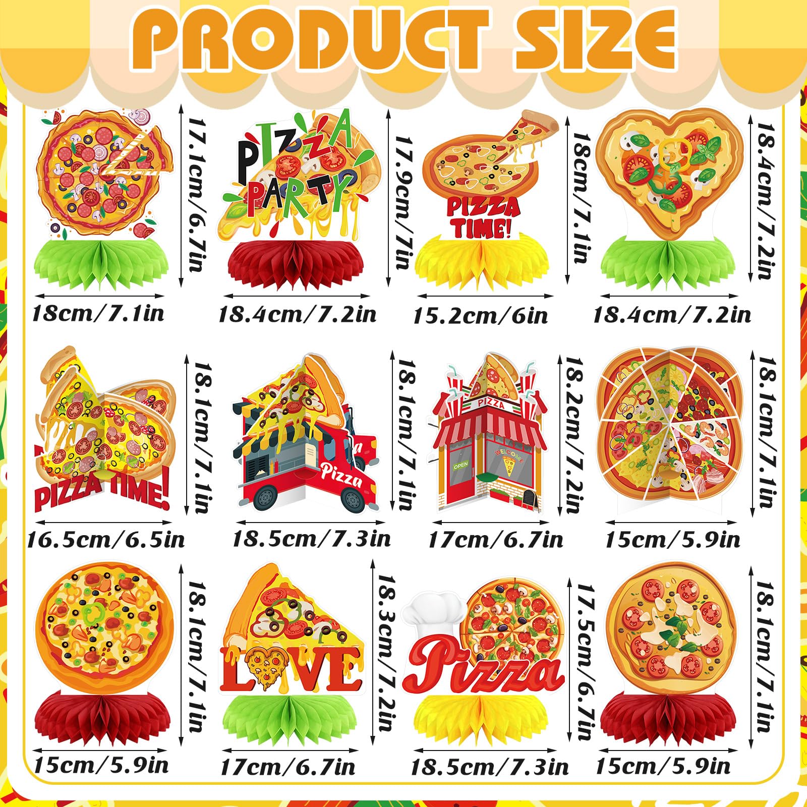 Weekgrat multicolor pizza-pattern centerpiece adds whimsy to desks and tables.
