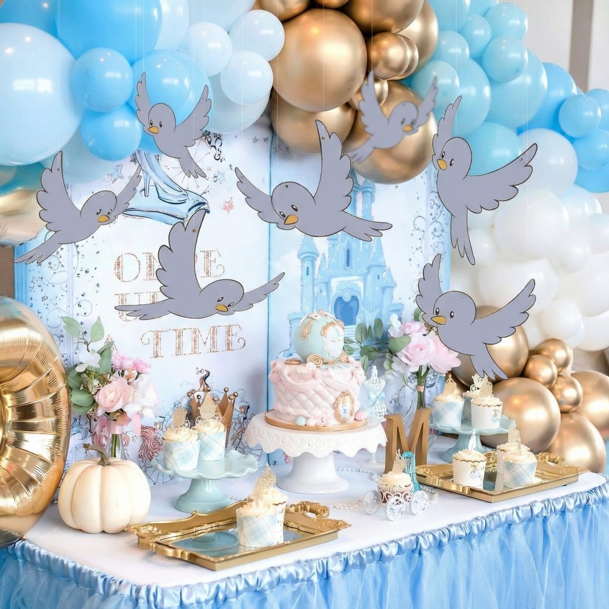 Weekgrat princess gray theme decor birds complements fairy-tale setups.