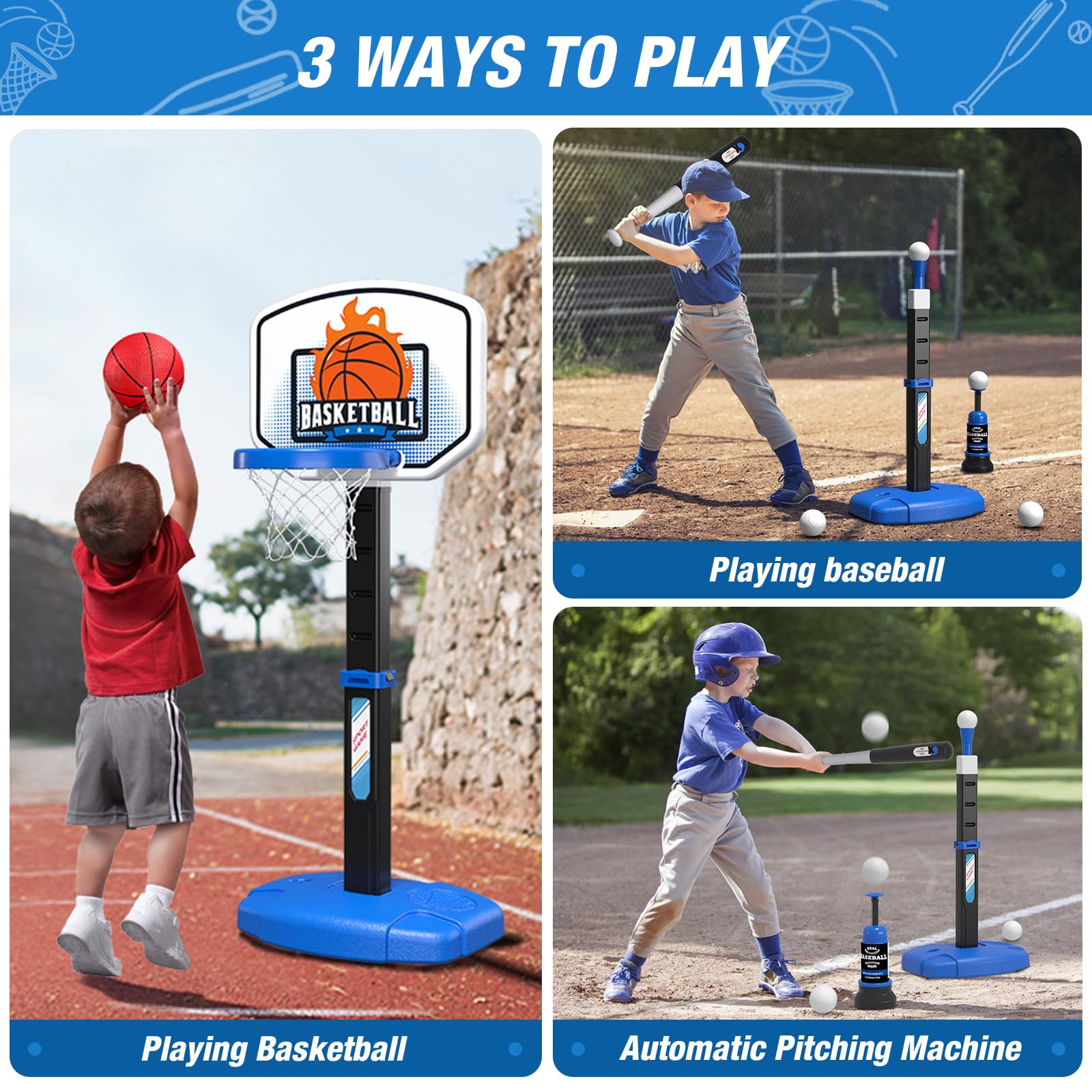 Wee Wonders T-ball stand height-adjusted for growing kids.