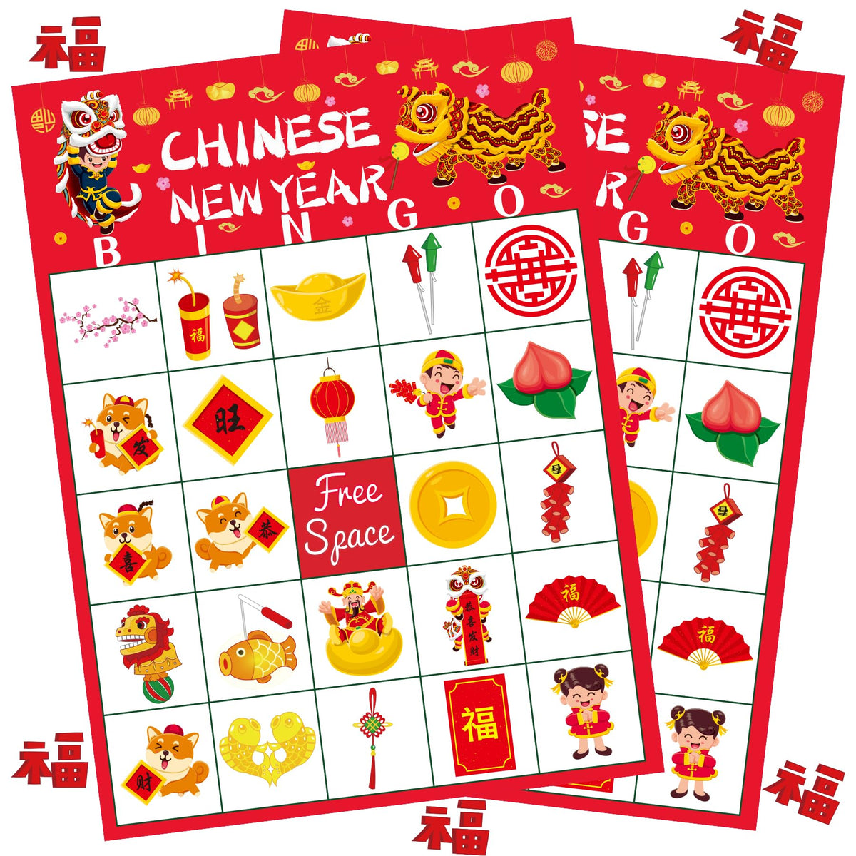 WEIEN Chinese New Year bingo cards for 24 players, ideal for family game night.